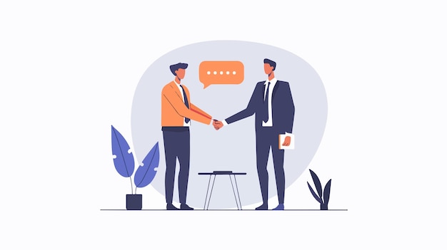 Vector successful business deal two businessmen shaking hands vector illustration