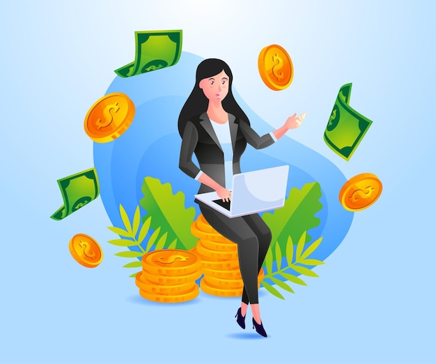 Successful business woman makes a lot of money