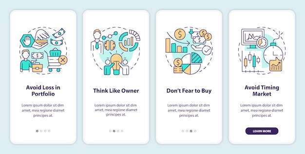 Successful investment rules onboarding mobile app screen