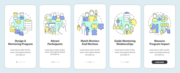 Successful mentoring process onboarding mobile app screen