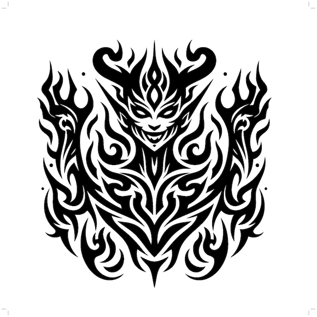 Vector sucubus in modern tribal tattoo abstract line art of horror character minimalist contour vector