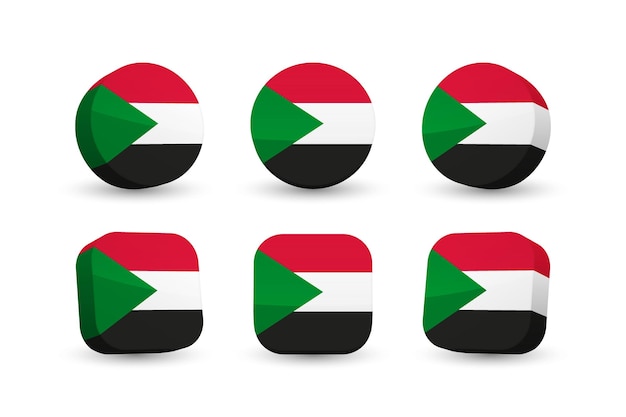 Sudan flag 3d vector illustration button flag of Sudan isolated on white