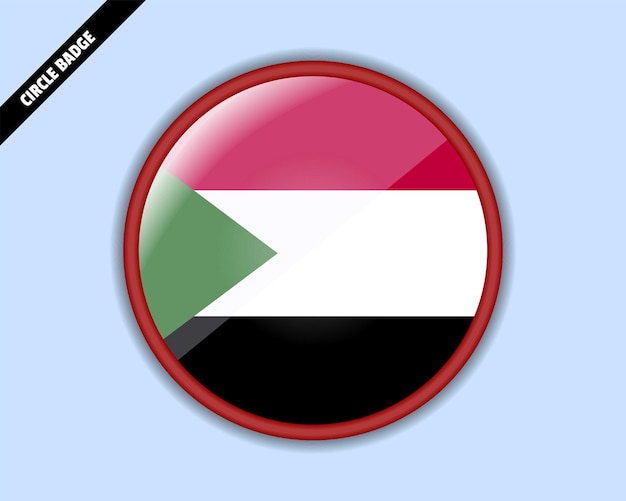 Sudan flag circle badge vector design rounded sign with reflection