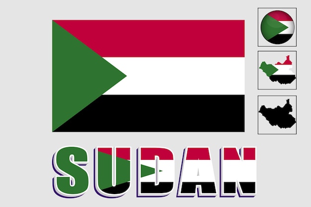 Vector sudan flag and map in a vector graphic