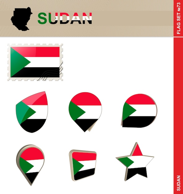 Sudan Flag Set Flag Set 73 Vector