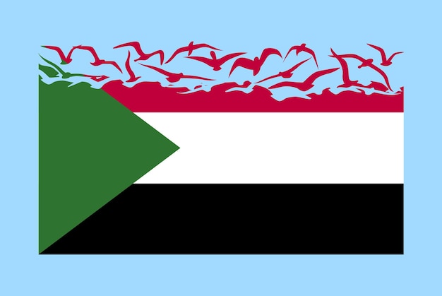 Sudan flag with freedom concept Sudan flag transforming into flying birds vector