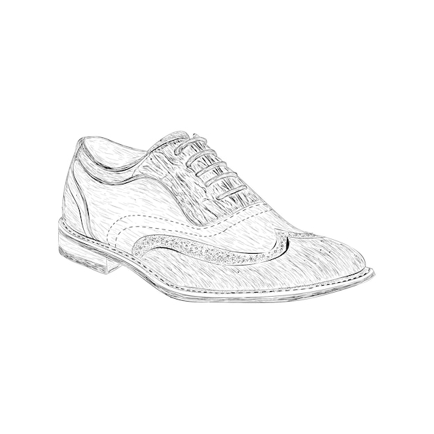 Suede wingtips illustration in hand drawn vector 