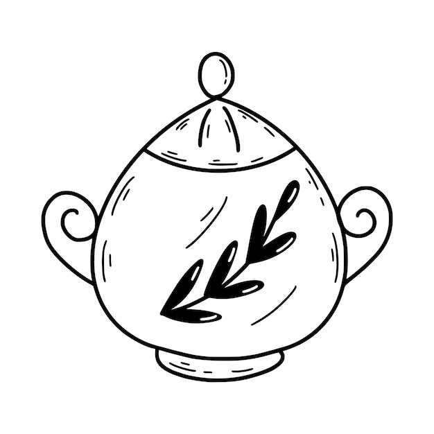 Sugar bowl Tea party Vector doodle illustration Hand drawn sketch