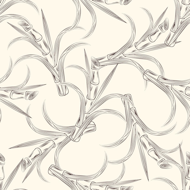 Sugar cane stalks with leaves seamless pattern.