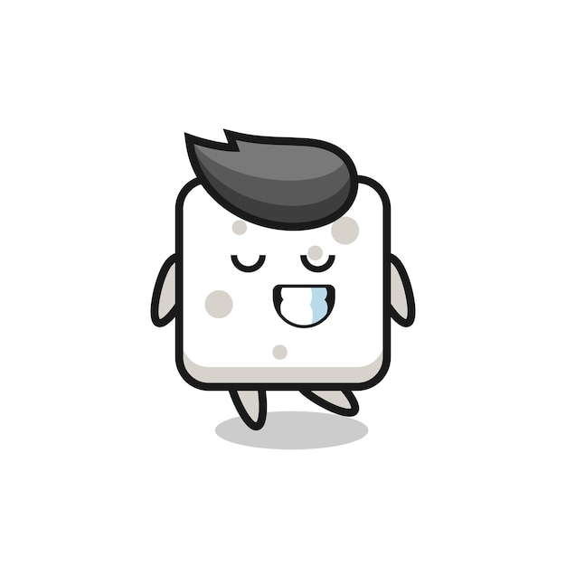 Sugar cube cartoon illustration with a shy expression , cute style design for t shirt, sticker, logo element