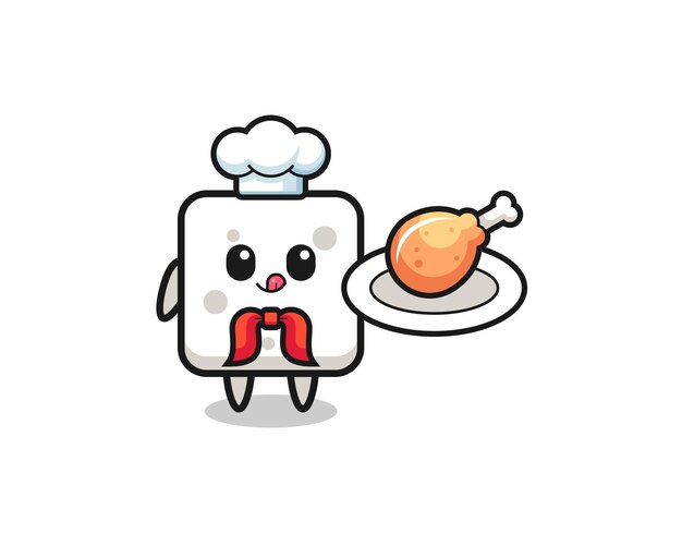 Sugar cube fried chicken chef cartoon character cute design