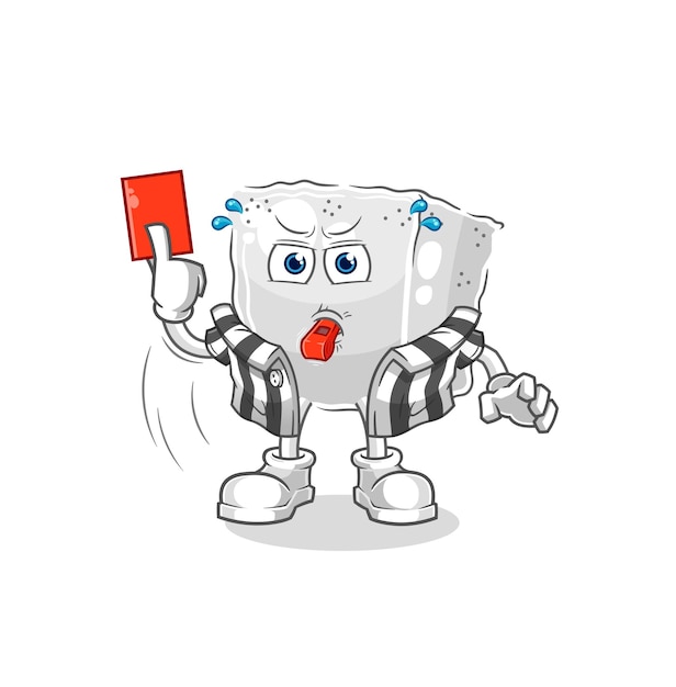 Sugar cube referee with red card illustration character vector