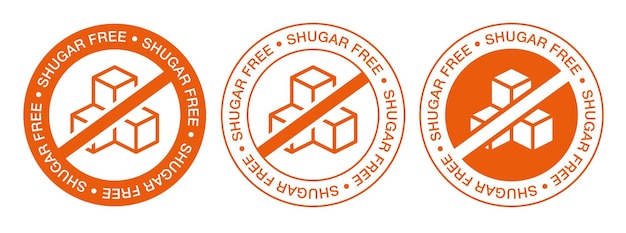 Sugar free or no sugar added food product dietary label Packaging badges design