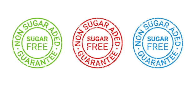 Sugar free stamp. Non sugar added icon. Vector illustration.