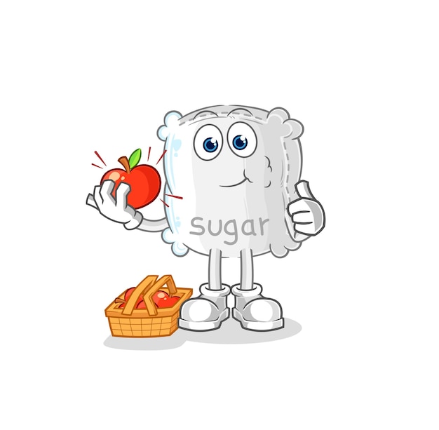 Sugar sack eating an apple illustration character vector