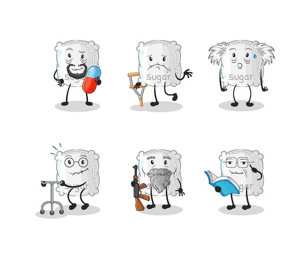 Sugar sack elderly character cartoon mascot vector