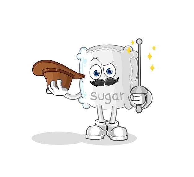 Sugar sack fencer character cartoon mascot vector