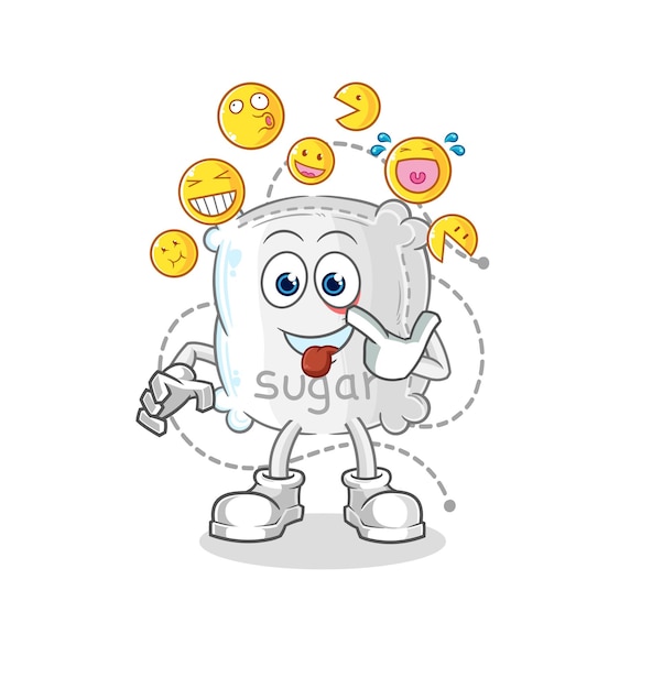 Sugar sack laugh and mock character cartoon mascot vector