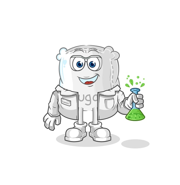 Sugar sack scientist character cartoon mascot vector