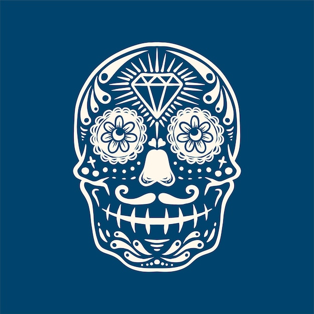 Sugar Skull Cartoon Vector Illustration