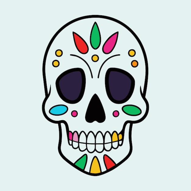 sugar skull coloring page and an example of coloring vector