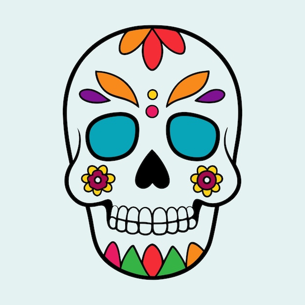 sugar skull coloring page and an example of coloring vector