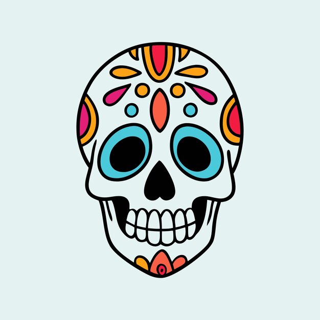 sugar skull coloring page and an example of coloring vector