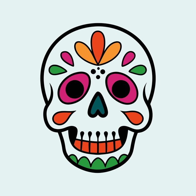 sugar skull coloring page and an example of coloring vector