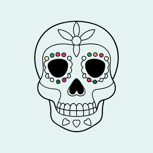 sugar skull coloring page and an example of coloring vector