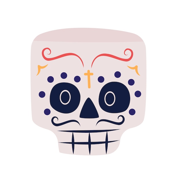 Sugar skull for festival semi flat color vector character face