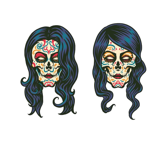 Sugar skull girl illustration