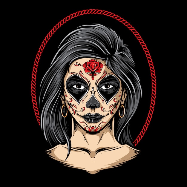 Sugar skull girl vector art