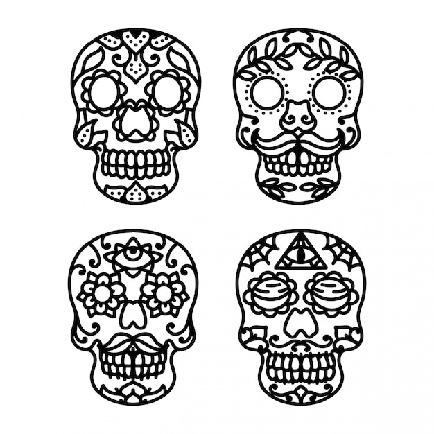 Sugar Skull Line Tattoo