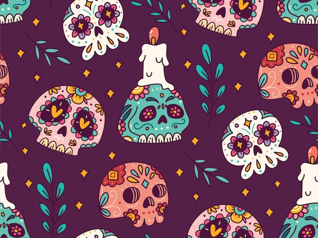 sugar skull seamless pattern