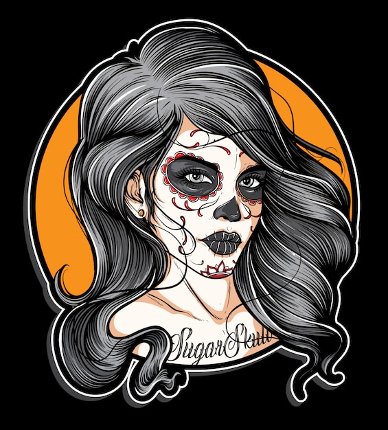 Sugarskull tattoo vector