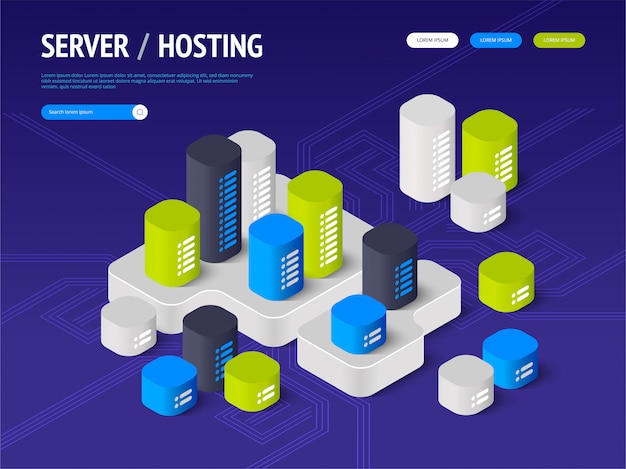 Suggesting to buy or rent a servers and hosting. Landing page . Header for website.