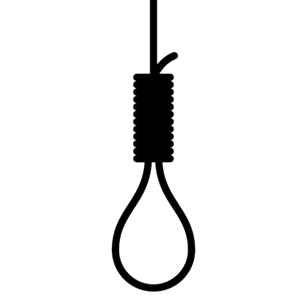 Suicide hang rope icon on white background