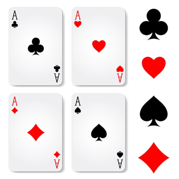 Suit playing cards isolated on white background.  illustration