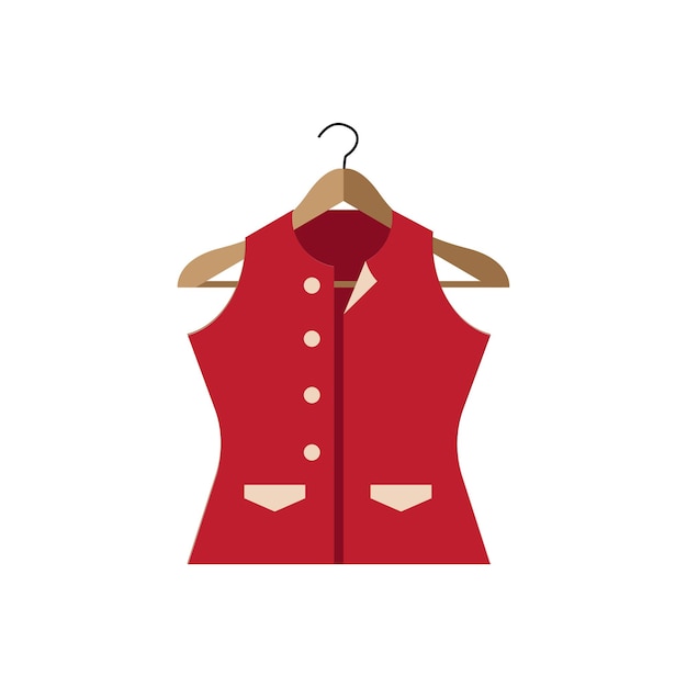 Suit vest Business classic vest in red Clothes on a hanger Vector illustration