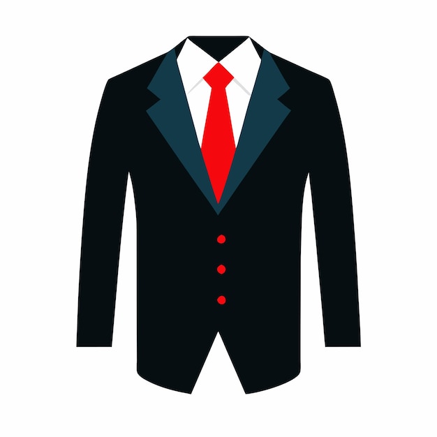 a suit with a red tie and a pocket square vector illustration