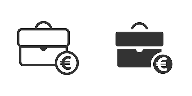 Suitcase icon with euro sign Vector illustration