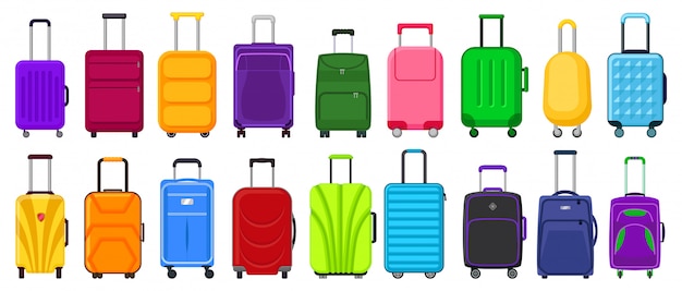 Suitcase isolated cartoon set icon.   cartoon set icon luggage for travel.