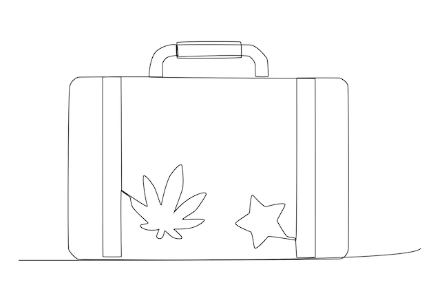 A suitcase or luggage for clothes keeping in vacation one line art