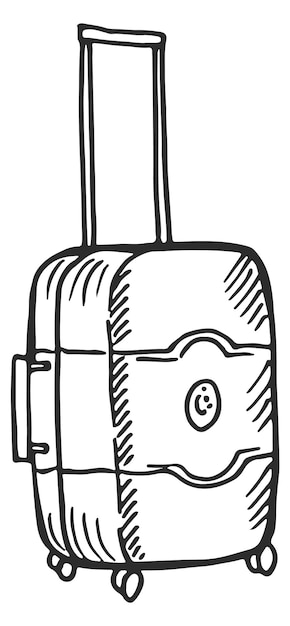 Suitcase sketch Hand drawn travel bag Vacation symbol