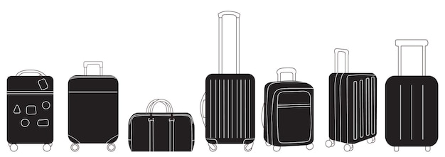 Suitcase on white background in doodle style isolated vector