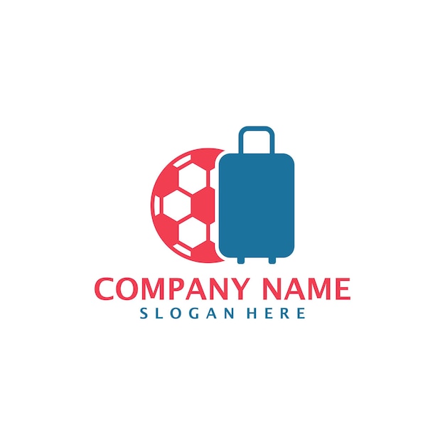 Suitcase with Football logo design vector Suitcase logo design template concept