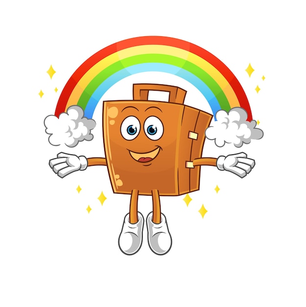 Suitcase with a rainbow cartoon vector