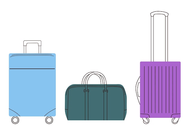 Suitcases in doodle style isolated vector