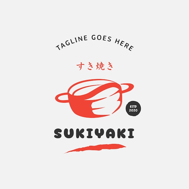 Sukiyaki and Shabu logo design vector template Japanese text translation Sukiyaki Vector illustration