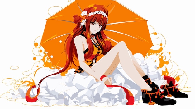 Vector sultry manga bikini girl on white background